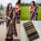 Narayanpeth Cotton Maroon & Black Temple Border Saree