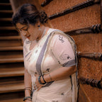 Premium Cotton Saree with Artistic Print & Contrast Border
