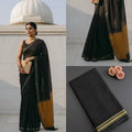 Black Cotton Saree with Classic Border