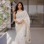 Myil Ezha – Premium Gold & Black Cotton Embroidered Saree