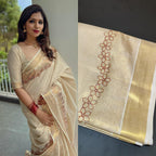 Golden Tissue Embroidered Saree – Classic Festive & Wedding Collection