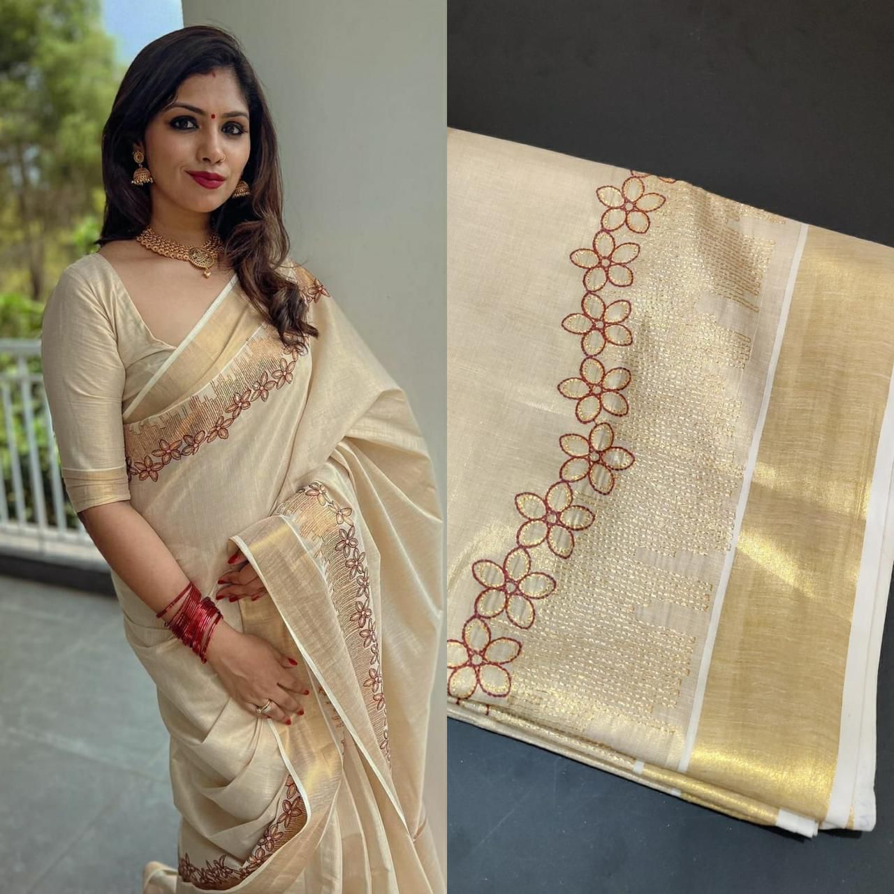 Golden Tissue Embroidered Saree – Classic Festive & Wedding Collection