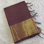 Akira – Chocolate Brown Golden Checks Saree