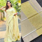 Premium Golden Tissue Ready-to-Wear Saree with Elegant Border Lines