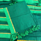 Bottle Green Mulmul Cotton Saree – Celebrity Inspired Elegant Wear