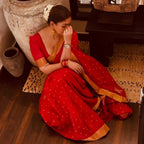 Nayanthara Inspired Red Polka saree