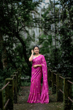 Premium Khadi Cotton Saree with Letter Print & Printed Blouse