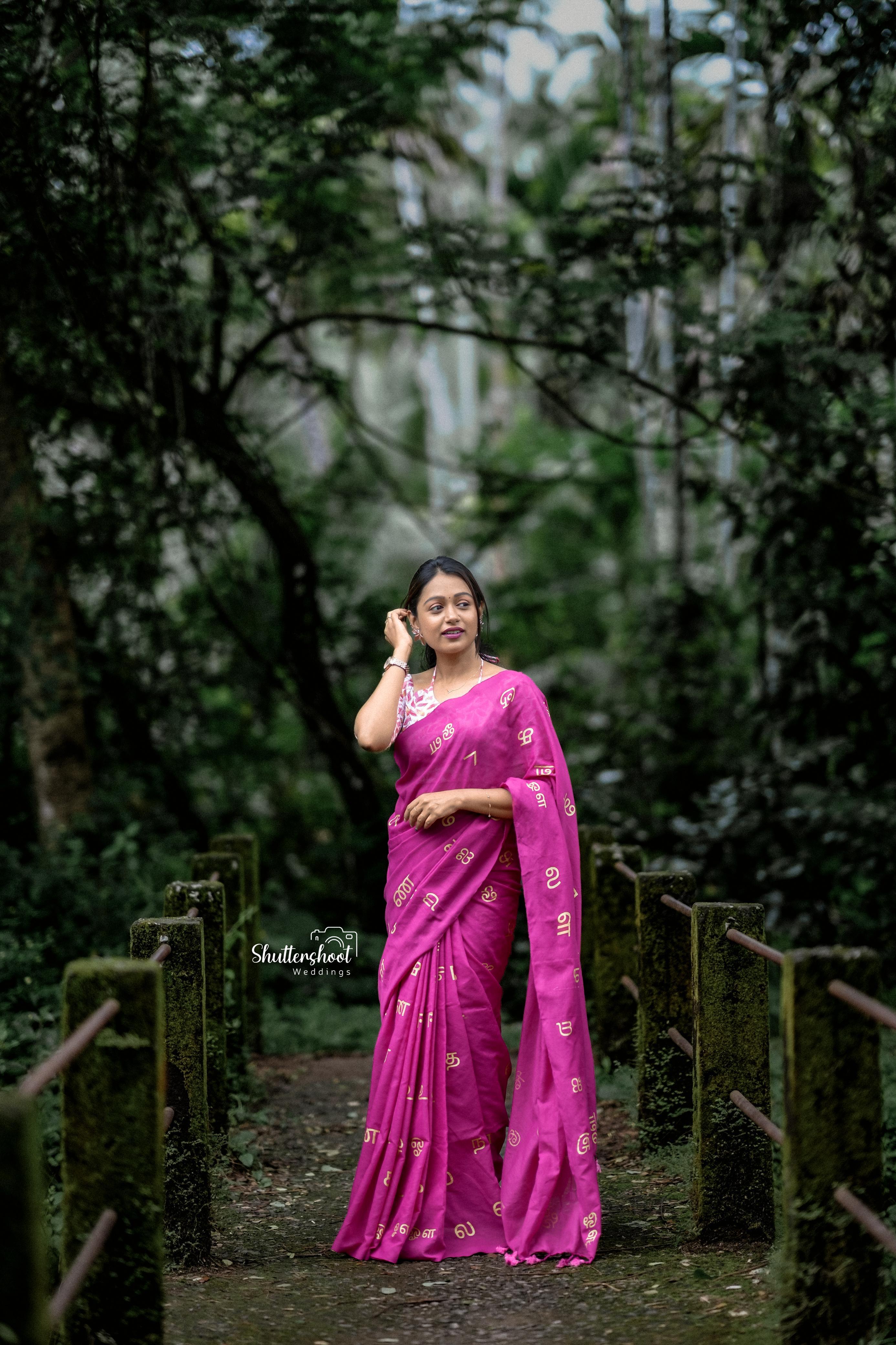 Premium Khadi Cotton Saree with Letter Print & Printed Blouse