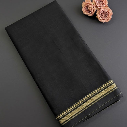 Black Cotton Saree with Classic Border