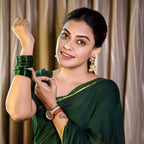 Bottle Green Mulmul Cotton Saree – Celebrity Inspired Elegant Wear