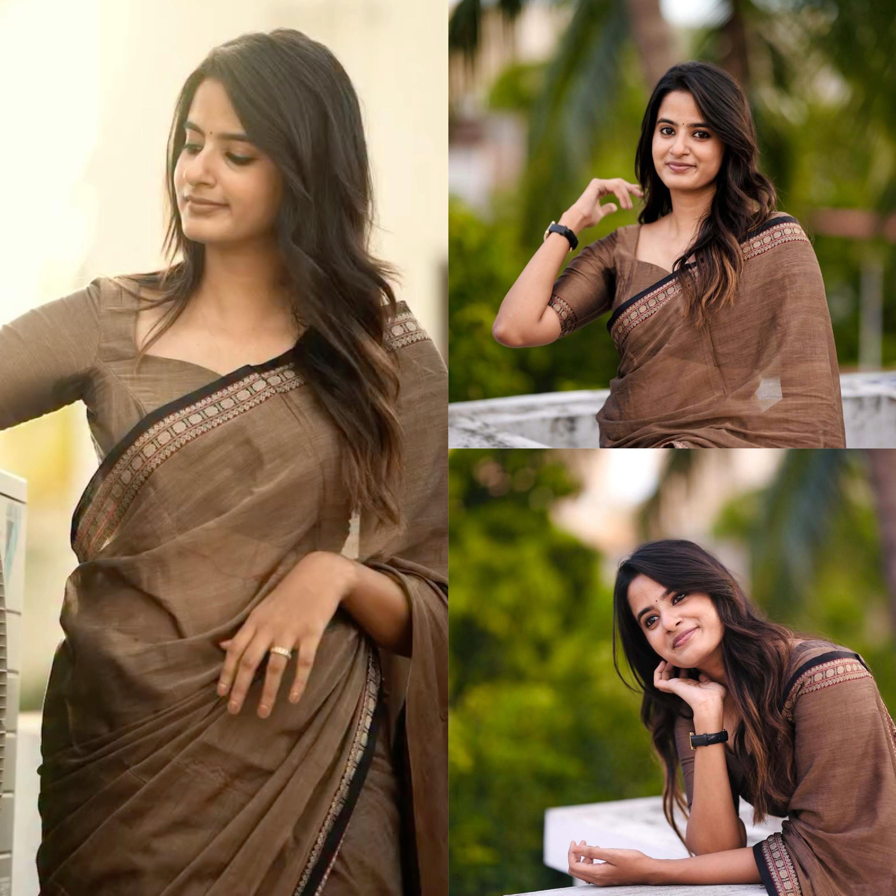 Premium Handloom Cotton Saree with Artisan Polka Border (6.10 Meters)