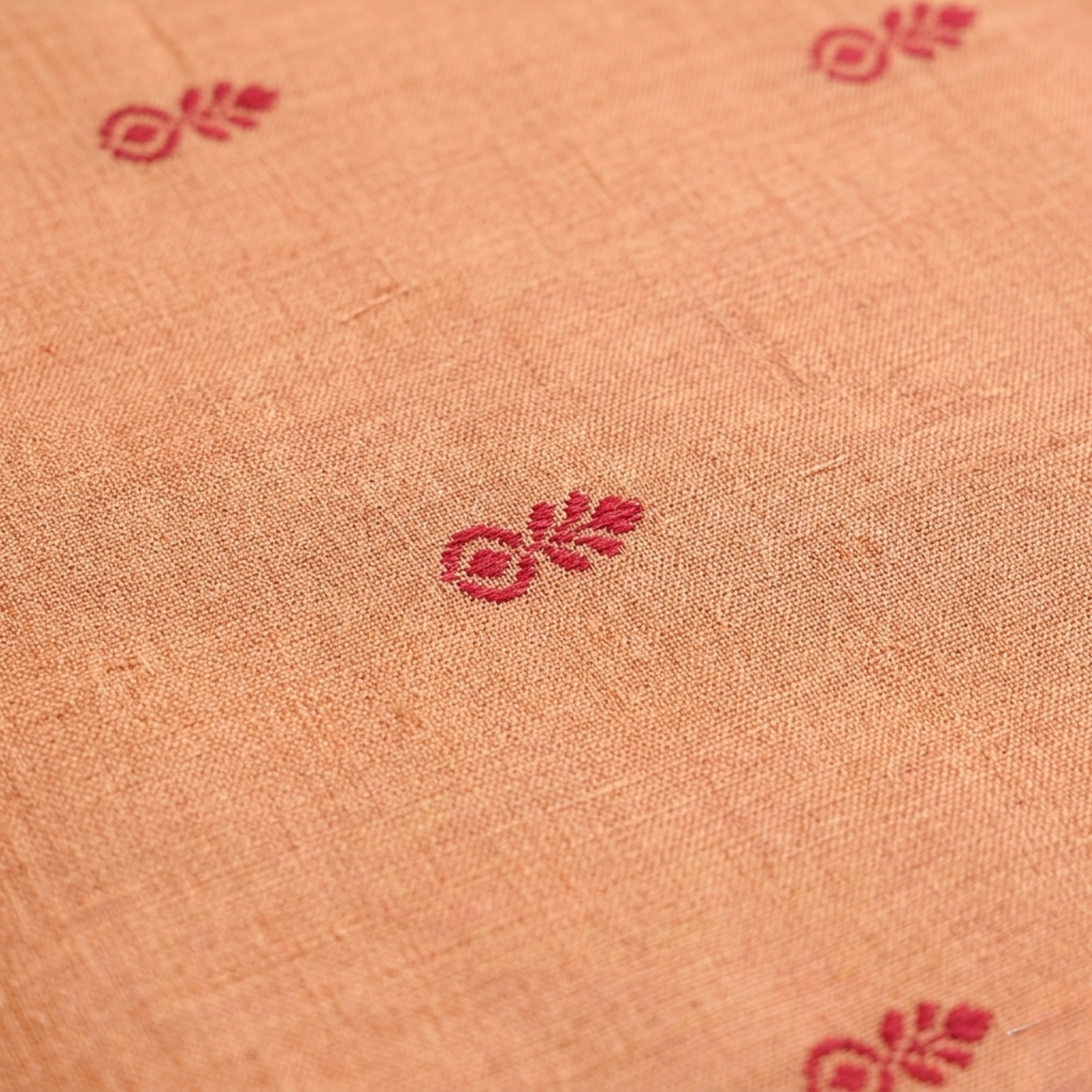 Liyaria Classic Loom Saree – Peach & Red Traditional Border | 301D